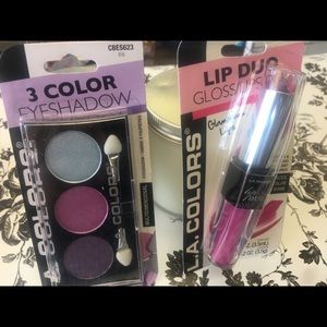LA . 3 Color Eyeshadow & Lip Duo Gloss Lipstick.